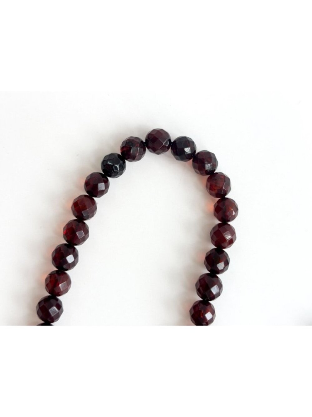 Round Faceted Round Amber Stone Vintage Art Deco Necklace - 17" - Picture 5 of 12